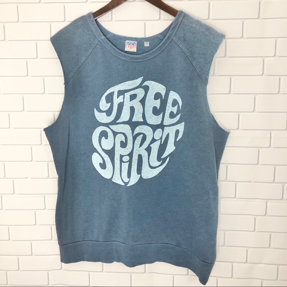 Junk Food Free Spirit Blue Sleeveless Graphic Top - Picture 1 of 6